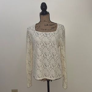 NWT Ivory Long Sleeves Lace Top
